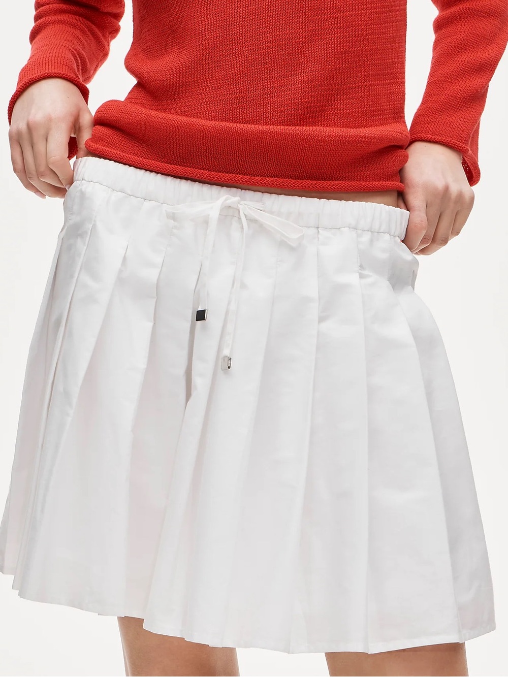 NWT J. Crew White Pleated Drawstring Mini Skirt